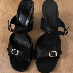 MNZ Maryam Nassir Zadeh Black Una Heeled Sandals 39 Gently Used